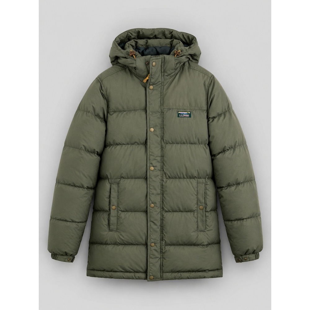 L.L.Bean Down Fill Parka Mens S Olive Green Mountain Hooded Winter Jacket Puffer